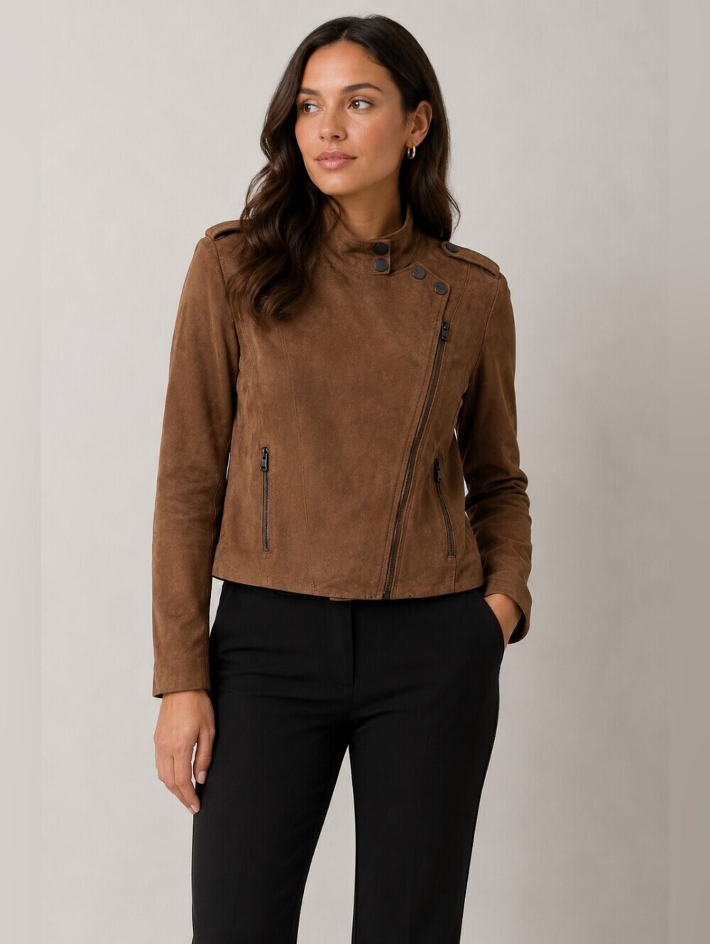 Kenneth Cole Snake Print Moto Suede Jacket